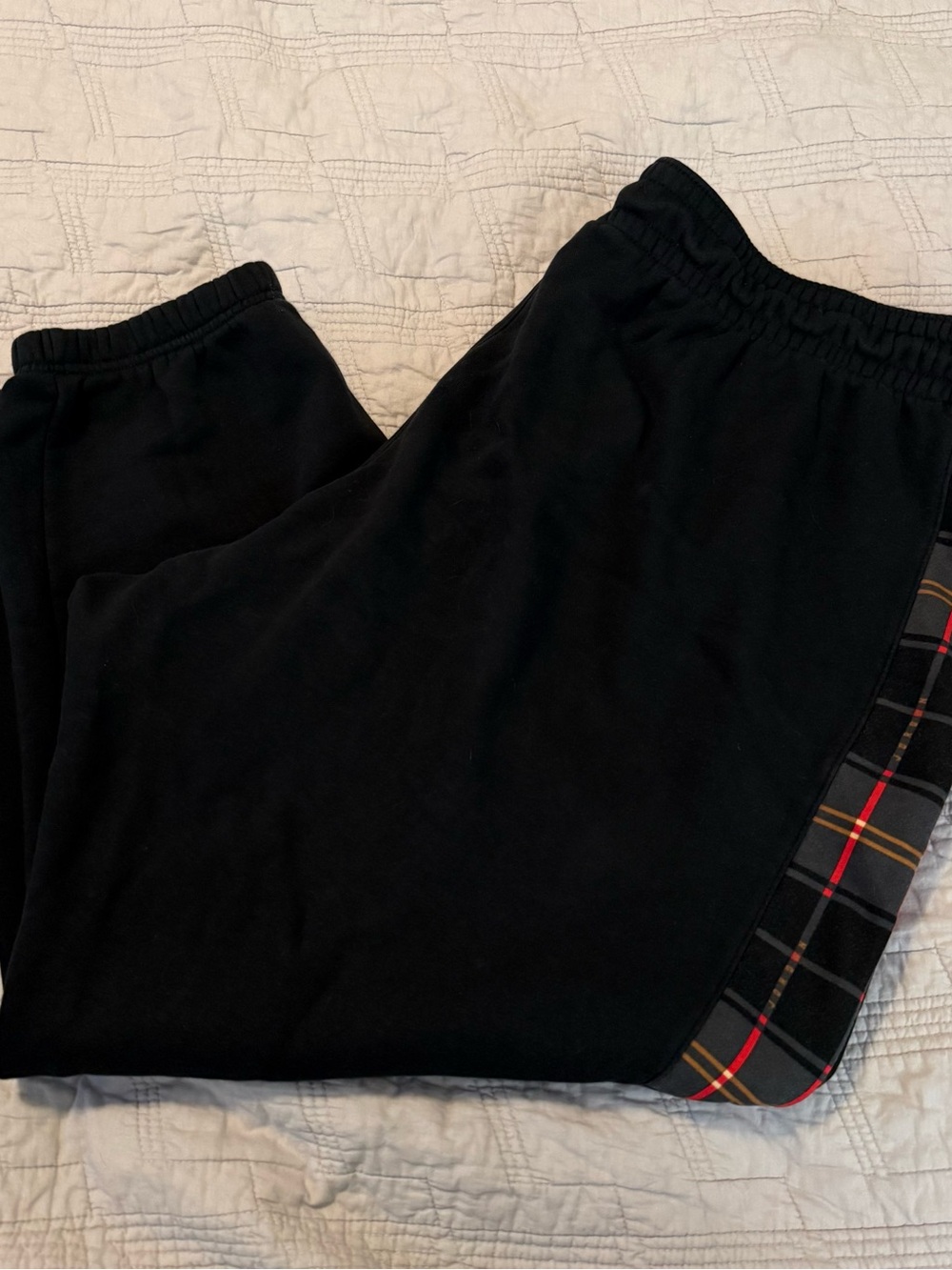 Air Jordan 3X Black Jogger Pants with Plaid Trim